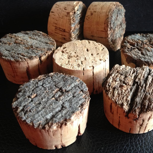 Natural cork bark topped stopper